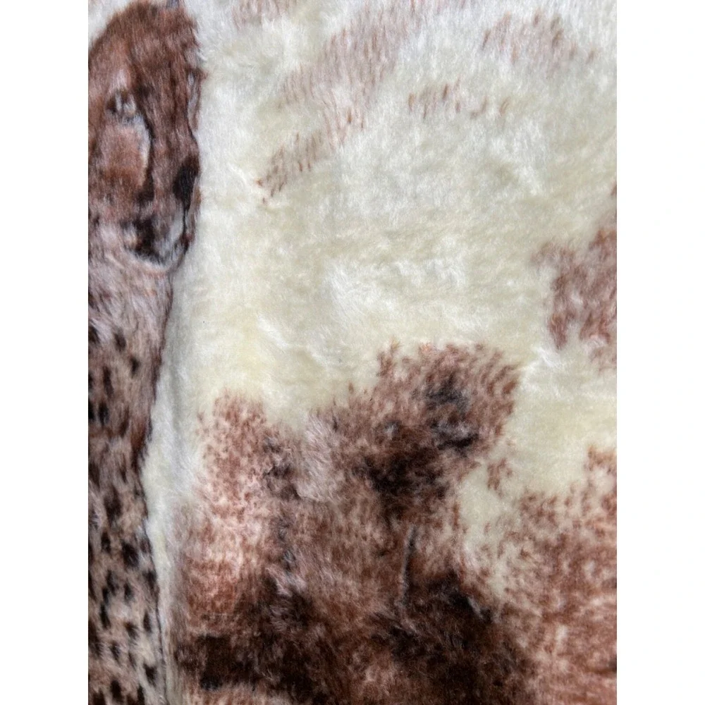 Vintage Biederlack Fleece Blanket‎ Cheetahs Wildlife 50 x 58 Made USA Excellent